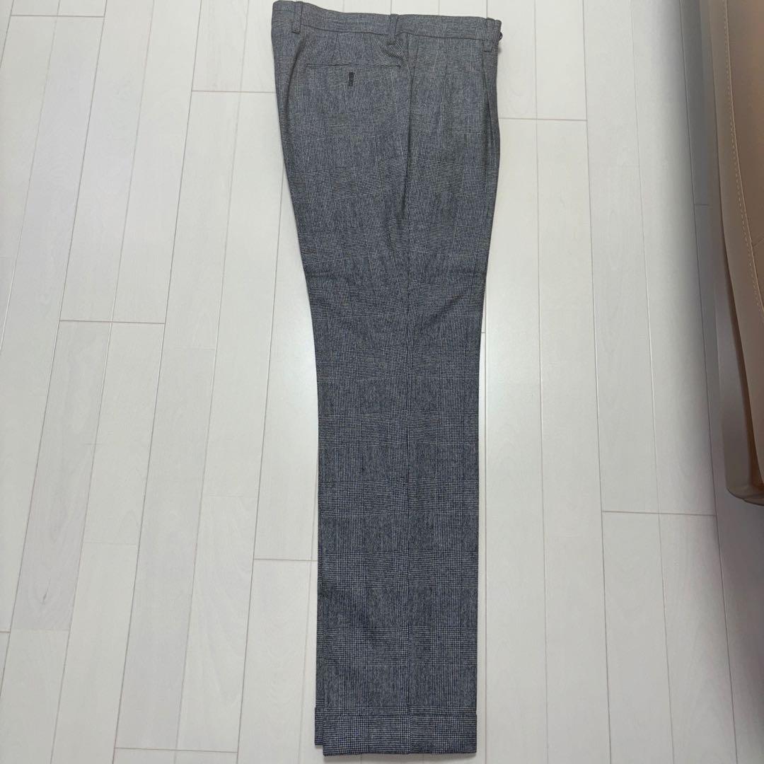 グレーグレンチェック3Pサイズ44ウエスト76cm又下77cmダブル幅3.5cm