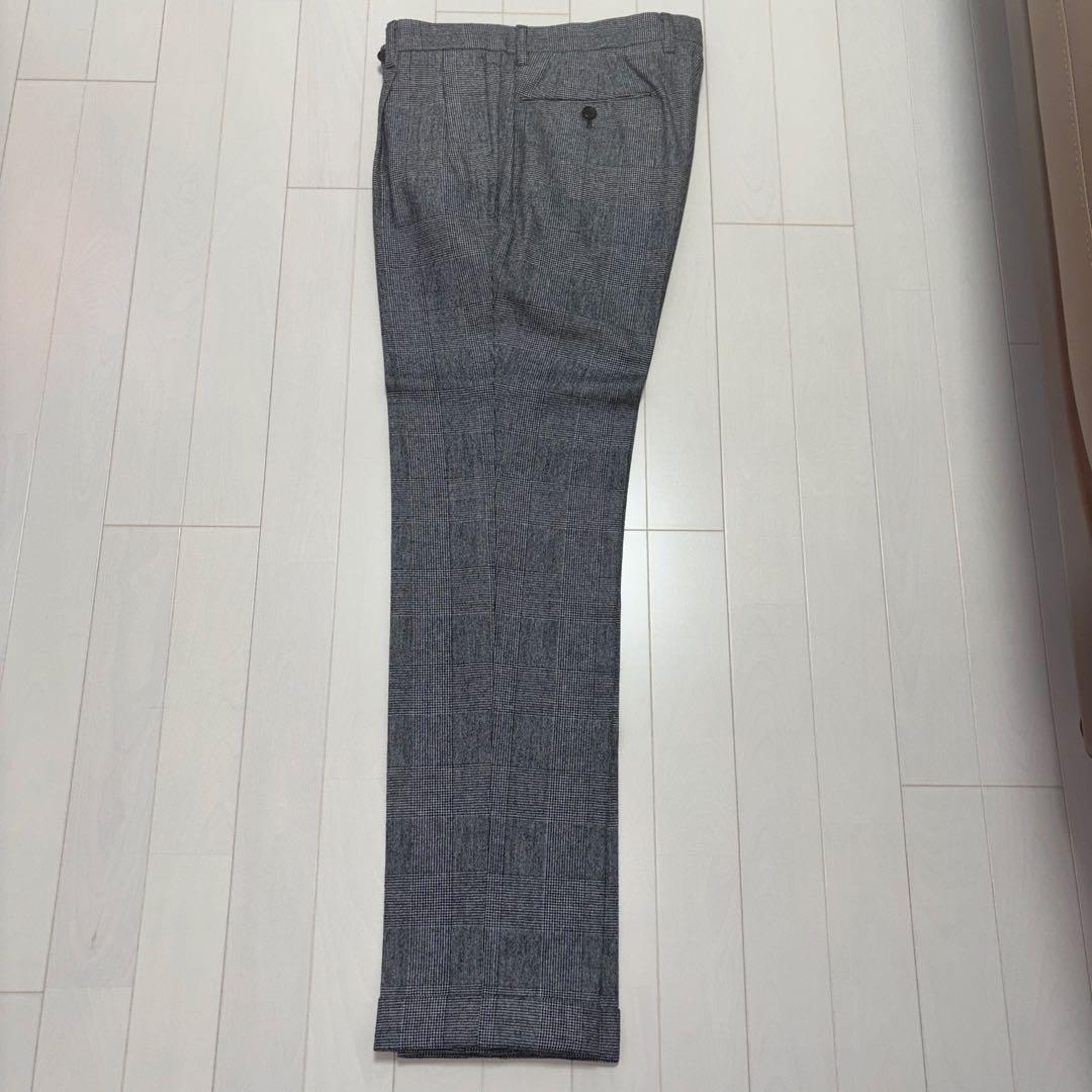 グレーグレンチェック3Pサイズ44ウエスト76cm又下77cmダブル幅3.5cm