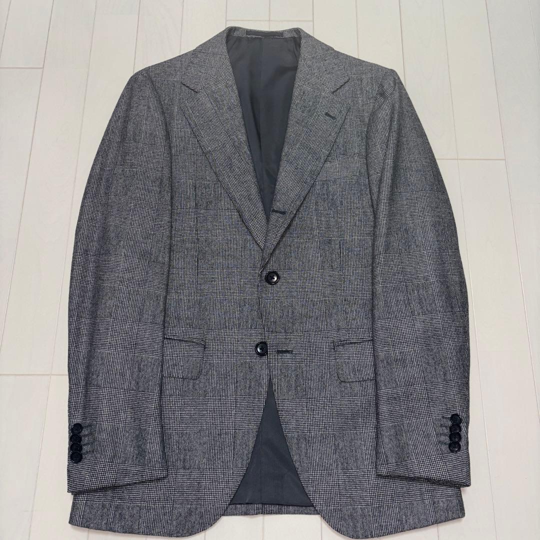 グレーグレンチェック3Pサイズ44ウエスト76cm又下77cmダブル幅3.5cm