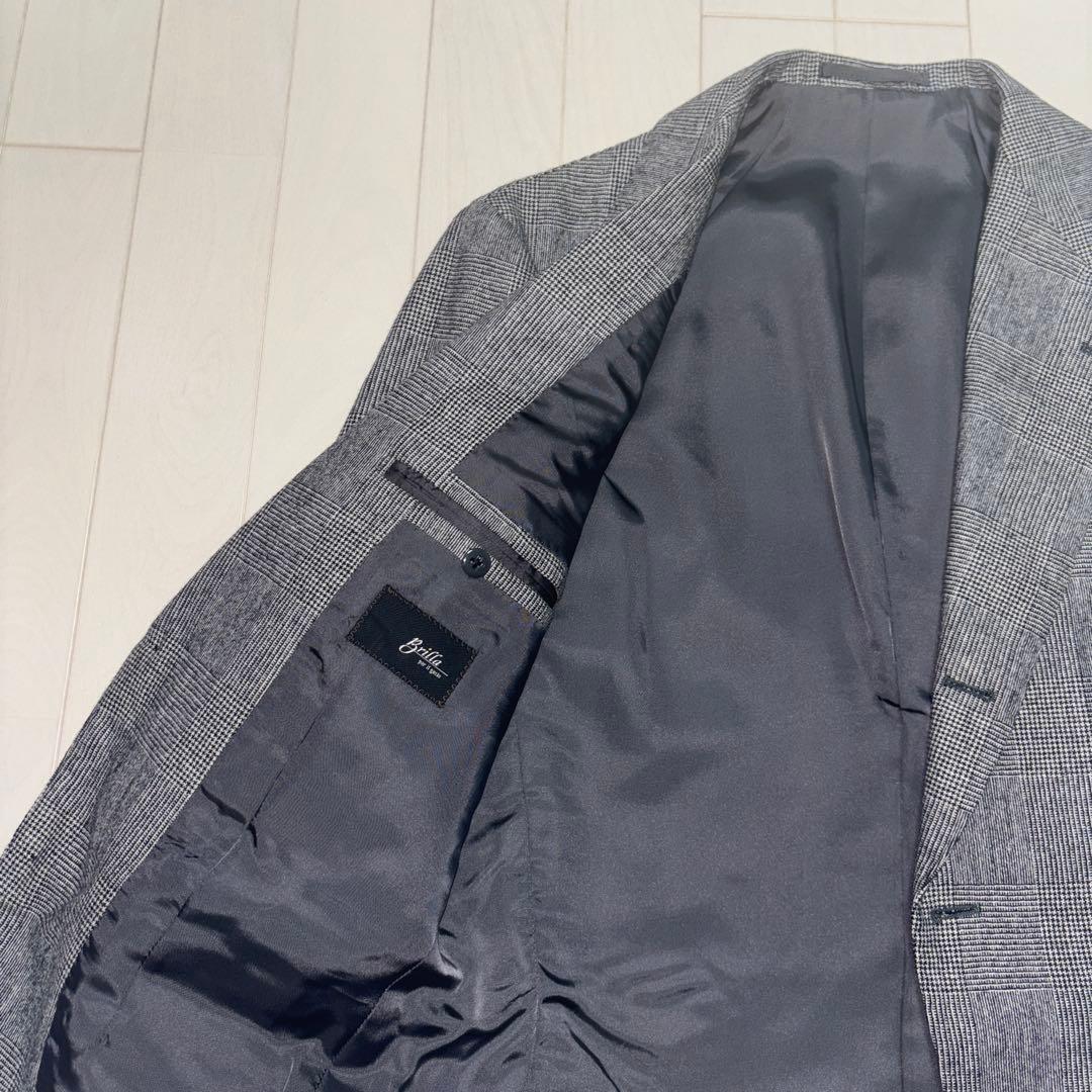 グレーグレンチェック3Pサイズ44ウエスト76cm又下77cmダブル幅3.5cm