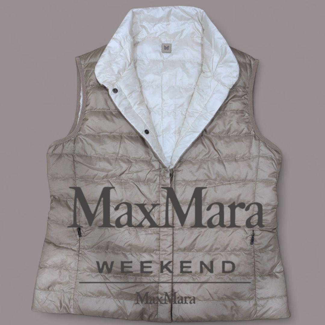 マックスマーラ　IT46 　リバーシブル　ダウンベスト ベージュ×オフホワイト