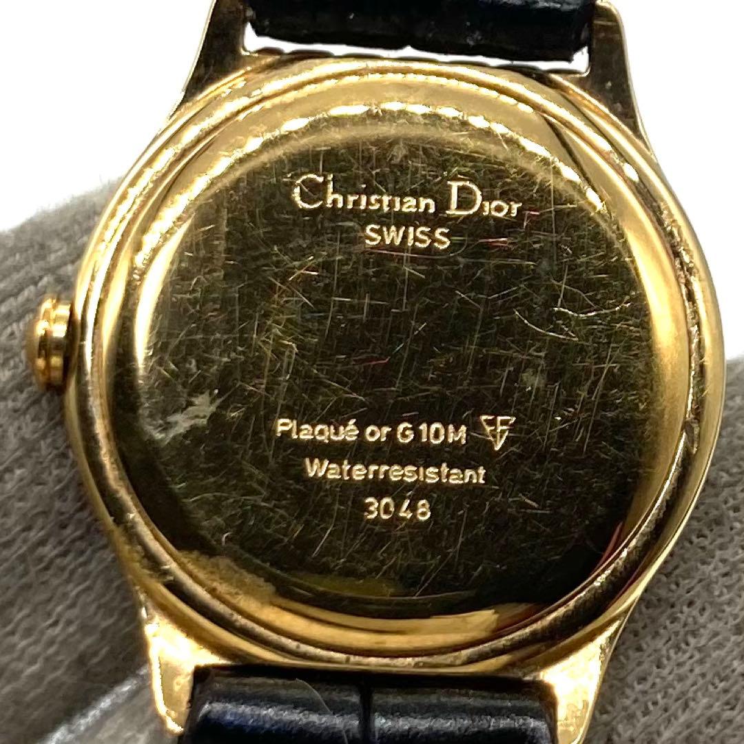 【稼働】 ディオール 腕時計 3048 クォーツ ゴールドベゼル ホワイト文字盤