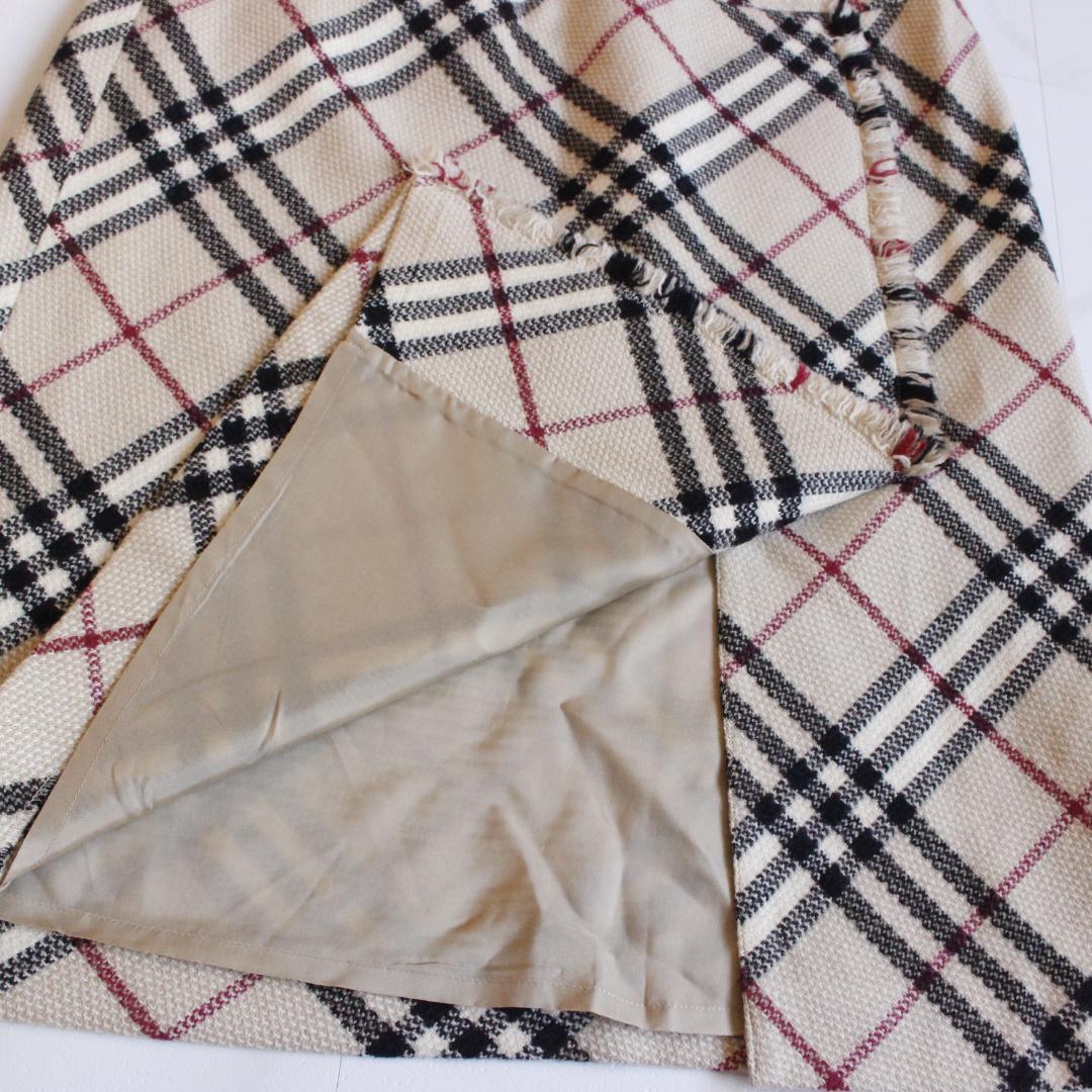 【極美品 大きいサイズ】BURBERRY LONDON フリンジスカート 44