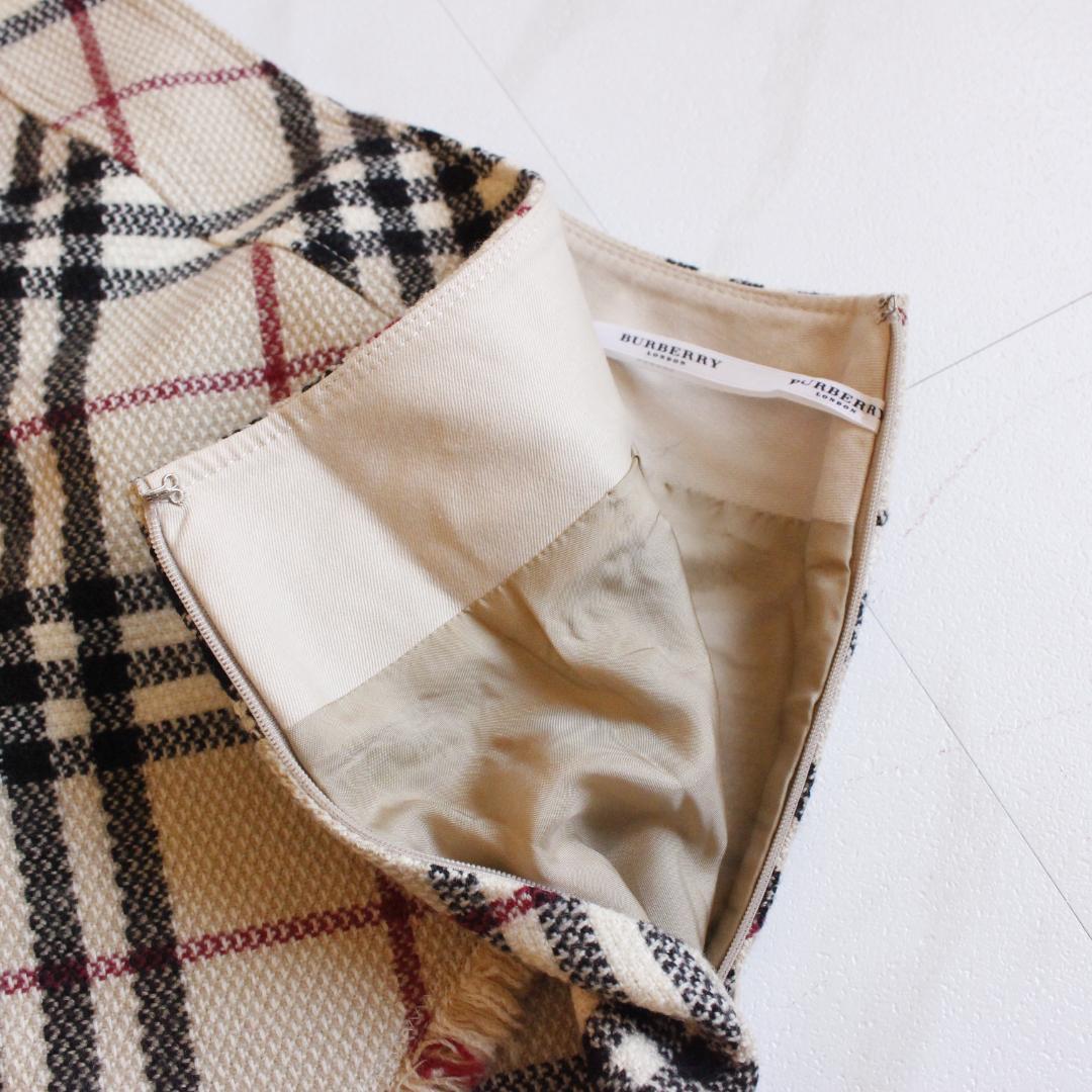 【極美品 大きいサイズ】BURBERRY LONDON フリンジスカート 44