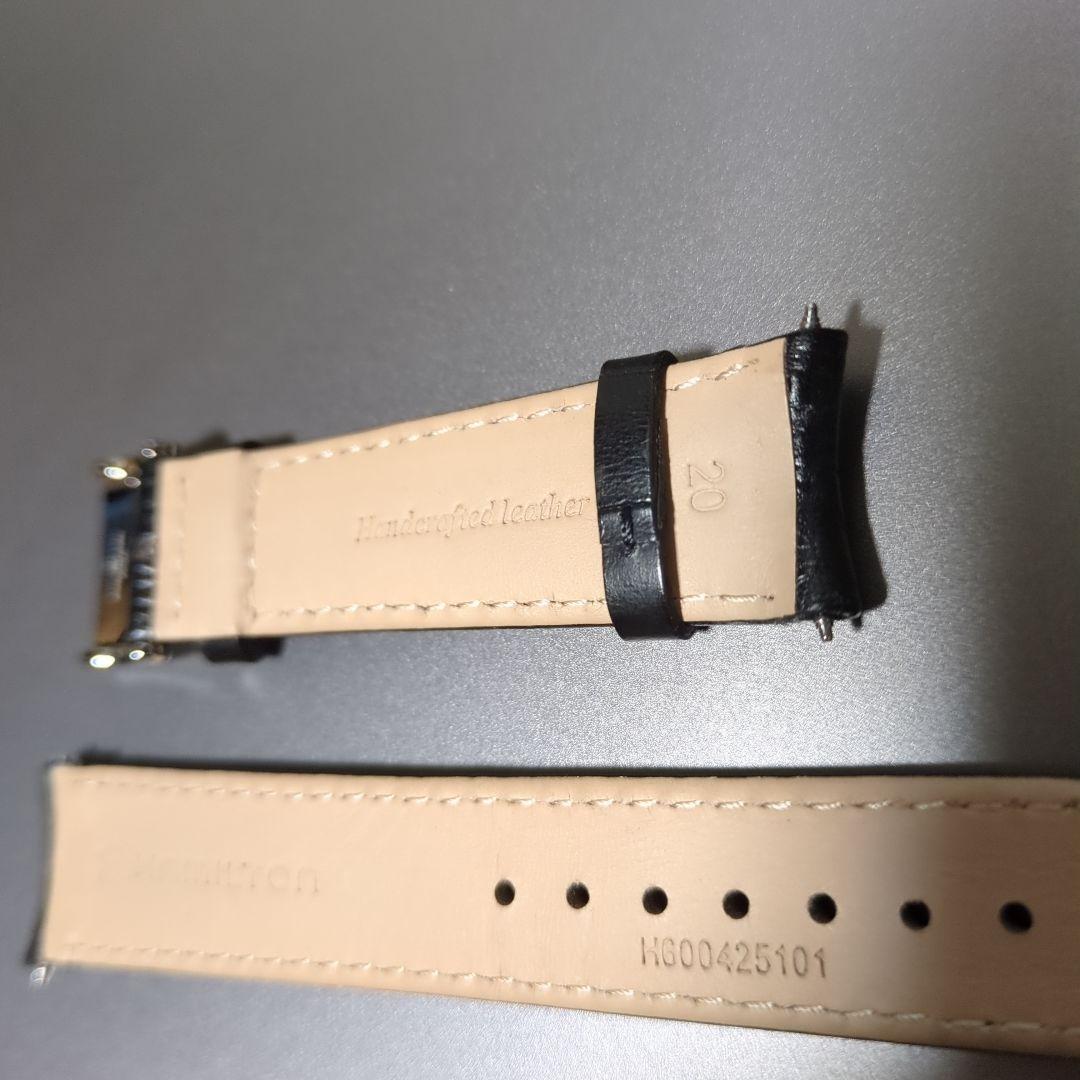 【新品】HAMILTON ブラック クロコ レザーベルト H600425101