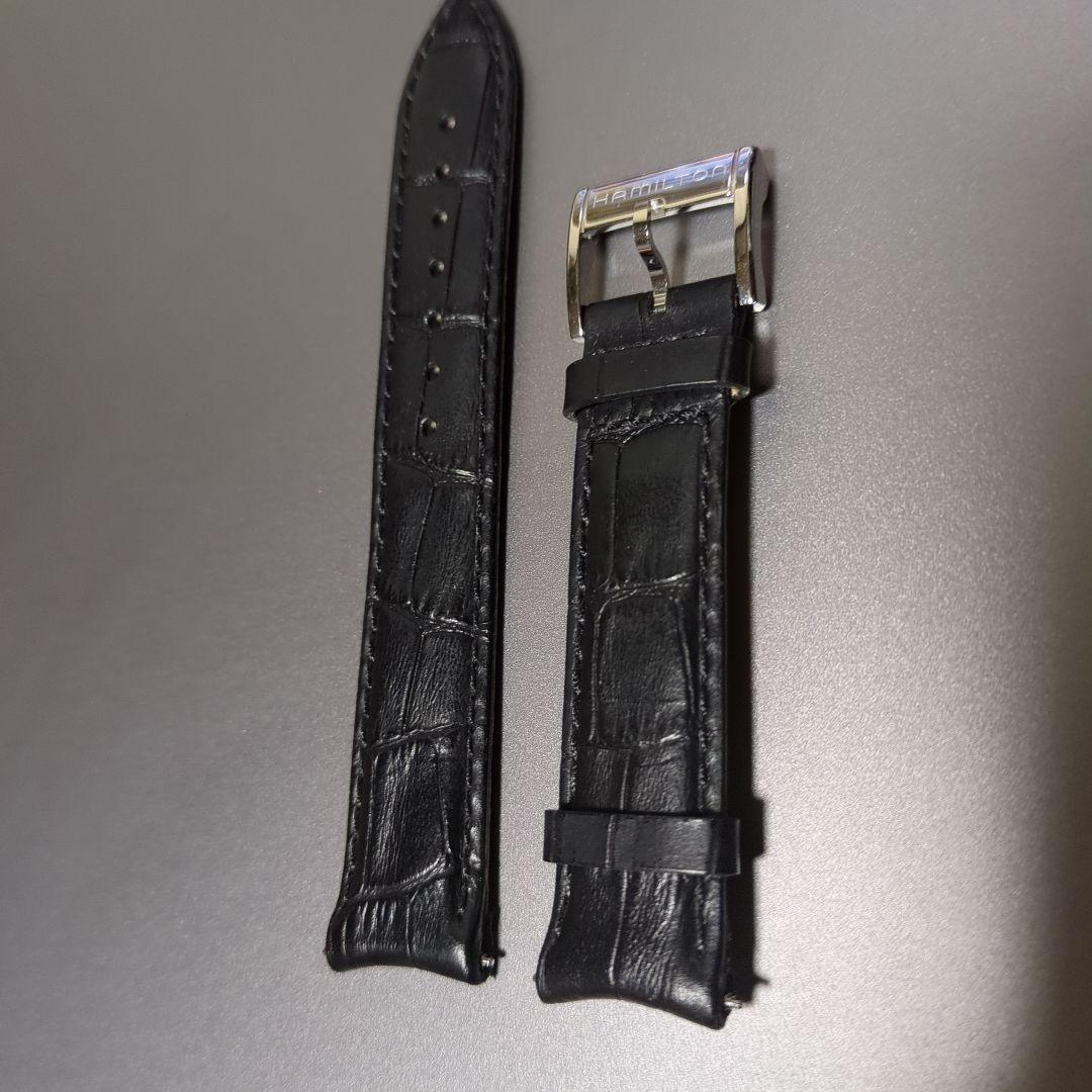 【新品】HAMILTON ブラック クロコ レザーベルト H600425101