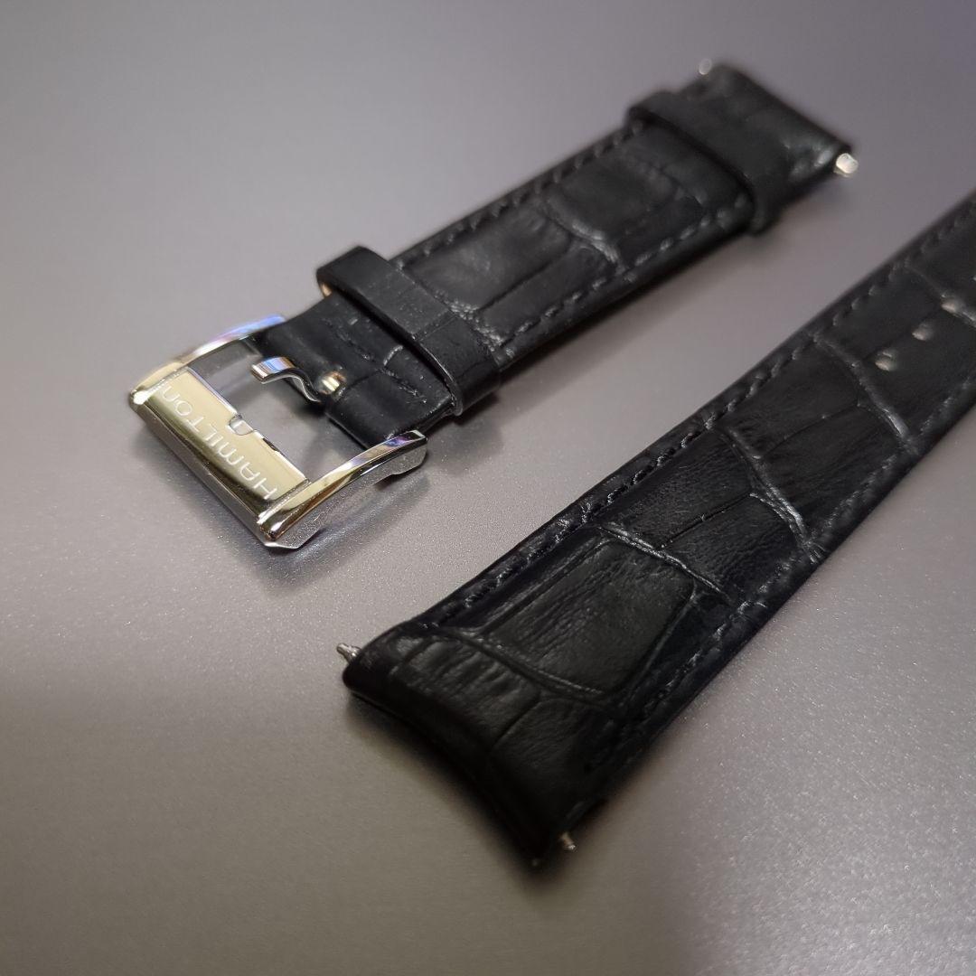 【新品】HAMILTON ブラック クロコ レザーベルト H600425101