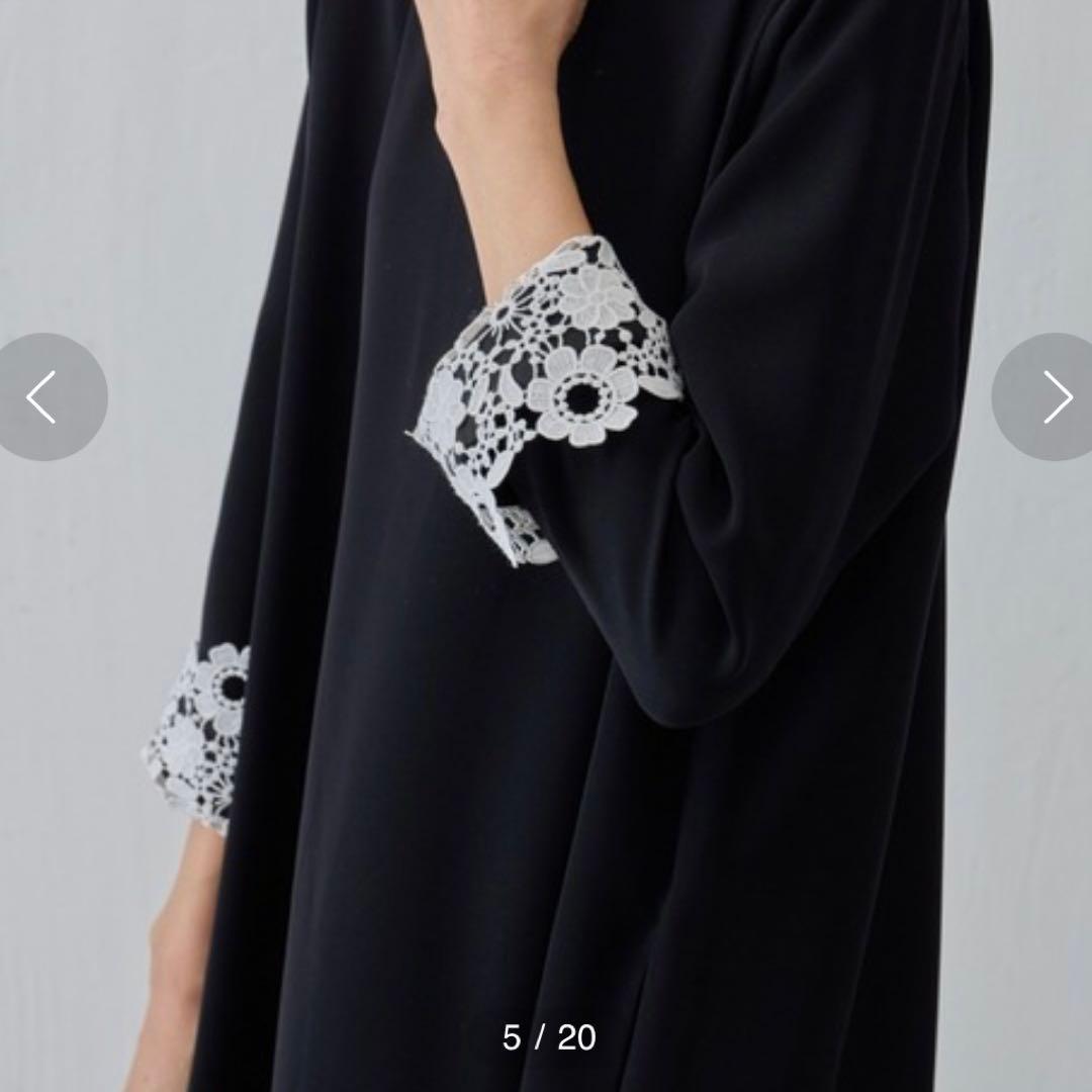 BEARDSLEY ビアズリー 袖口レースワンピース　ブラック