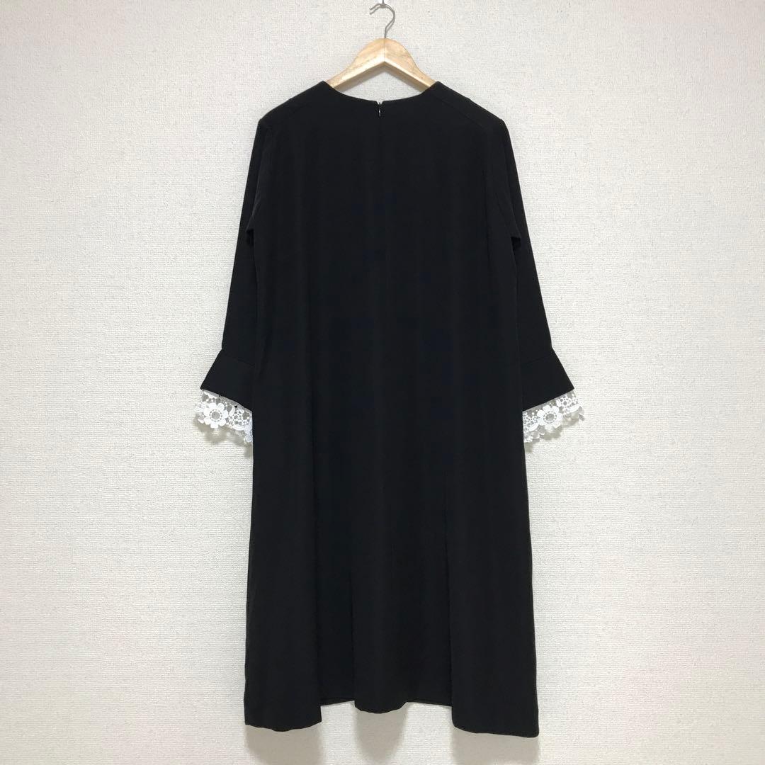 BEARDSLEY ビアズリー 袖口レースワンピース　ブラック