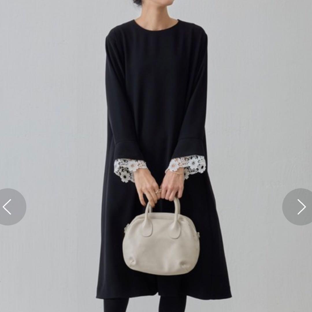 BEARDSLEY ビアズリー 袖口レースワンピース　ブラック