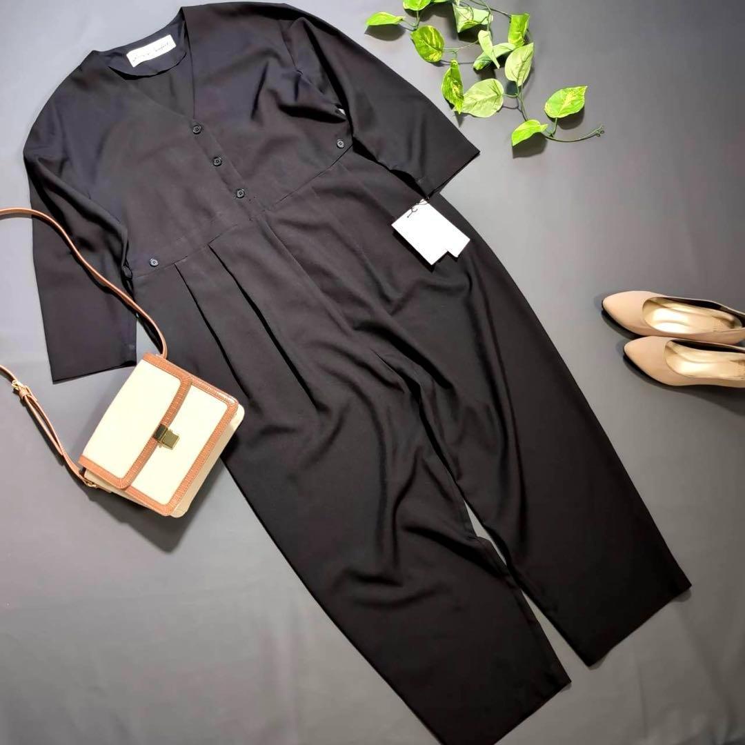 【スースース】ウィッシャブル (M) ジャンプスーツ ブラック シワにならない