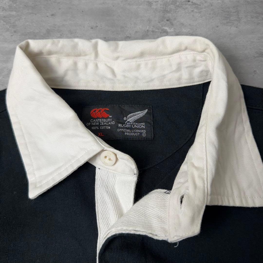 CANTERBURY 刺繍ロゴ ALL BLACKS ラガーシャツ XL 黒