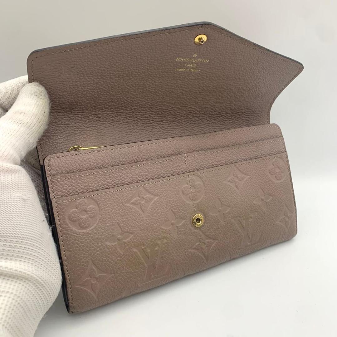 鑑定済み ルイヴィトン ポルトフォイユ サラ 長財布 アンプラント グレージュ