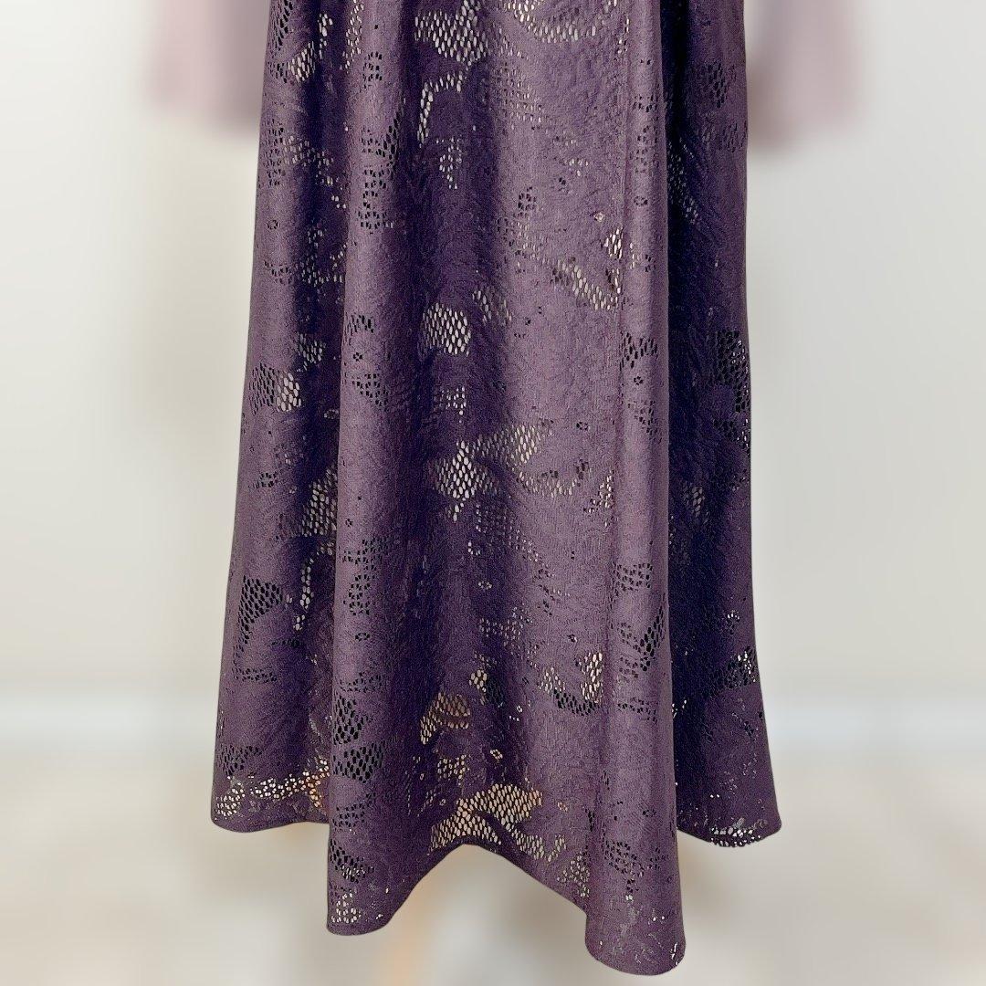 ❁ANDRESD バーガンディー アシンメトリータックドレス M