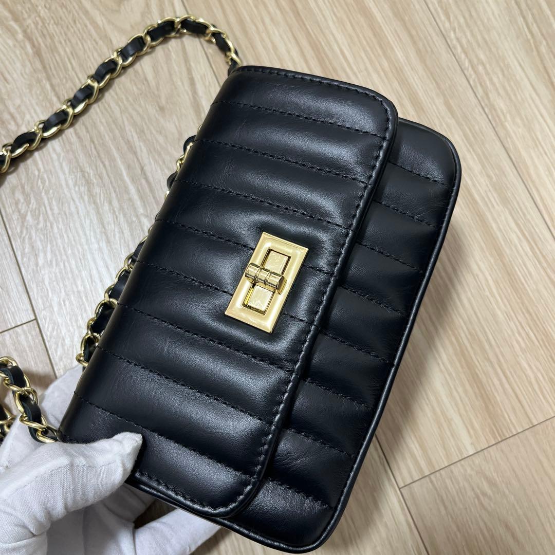 【未使用/イタリア製】AULENTTI キルティング 牛革レザー チェーンバッグ