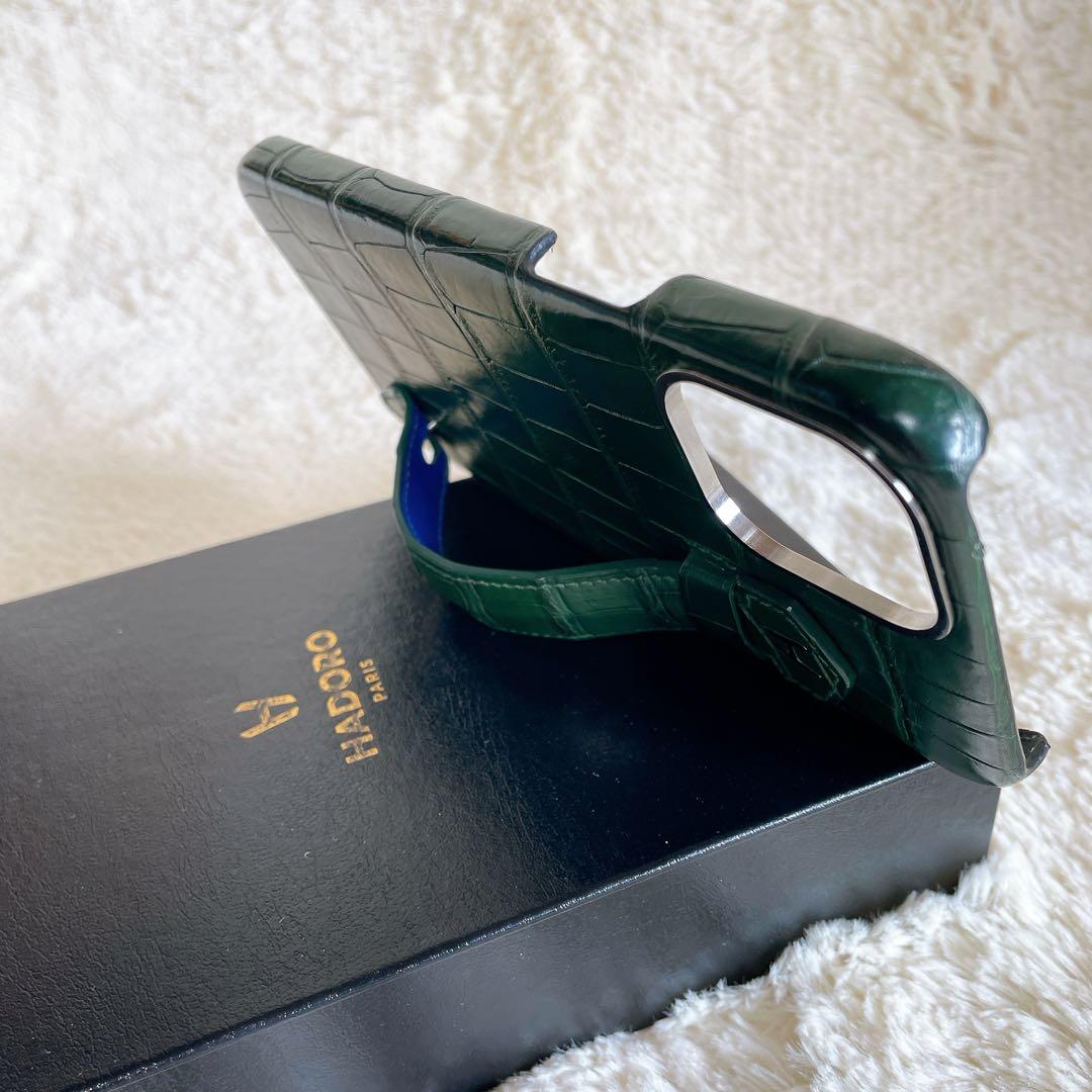 iphone12promax HADORO クロコ アリゲータ　ケース グリーン