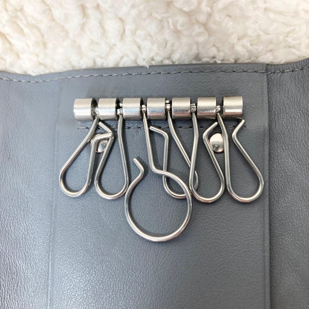 美品BOTTEGA VENETA 6連キーケース マキシイントレチャート グレー