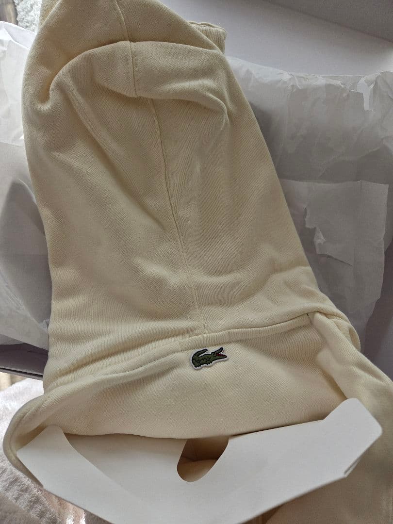 LACOSTE オーガニックコットンプルオーバーパーカー オフホワイト