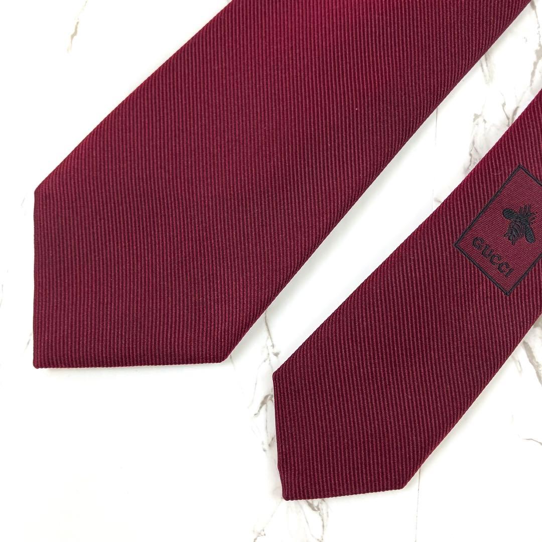 みかん　美品　グッチ　ネクタイ　エンブロイダリー　ワシ　ワンポイント　ソリ