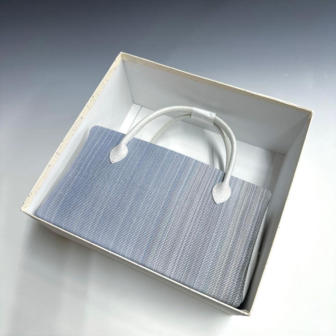 夏、単衣に‼️新品未使用品　本塩沢紬　草木染　帯地使用　利休バッグ　25062