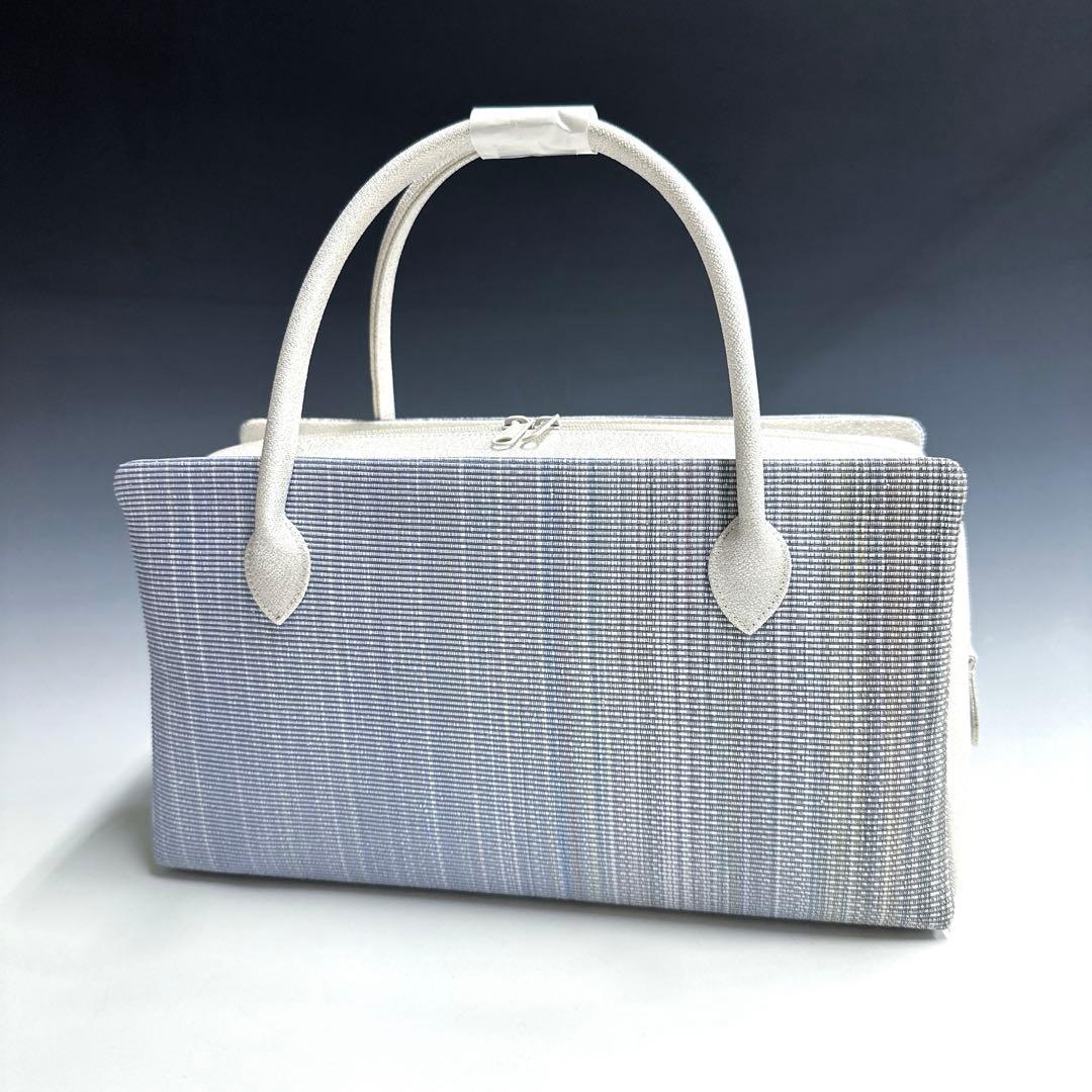 夏、単衣に‼️新品未使用品　本塩沢紬　草木染　帯地使用　利休バッグ　25062