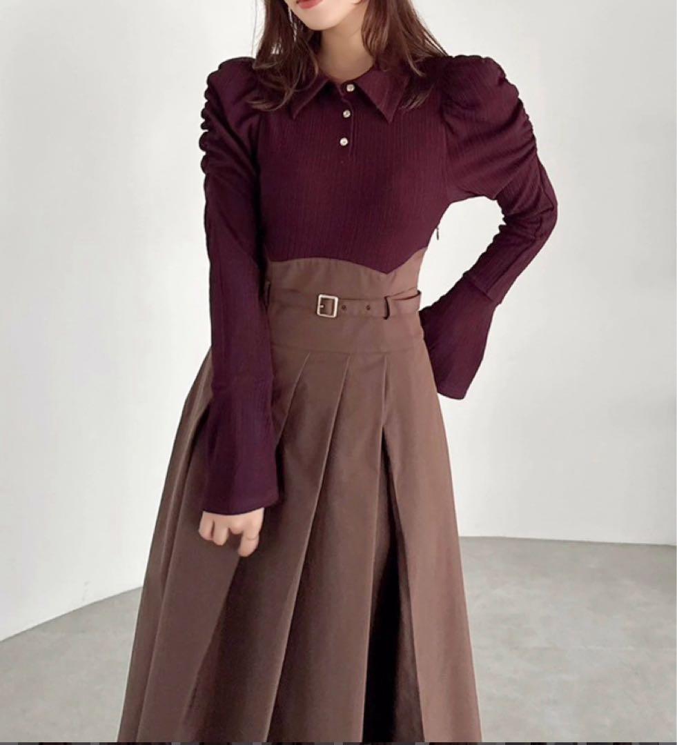 【ダズリン】 ベルト付きロングワンピース