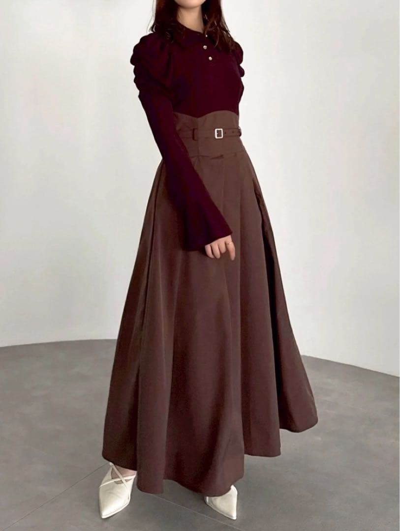 【ダズリン】 ベルト付きロングワンピース