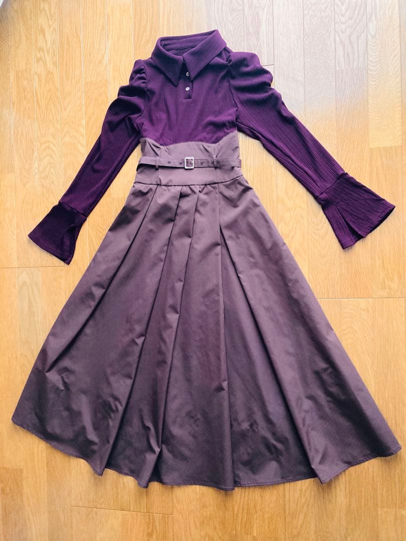 【ダズリン】 ベルト付きロングワンピース