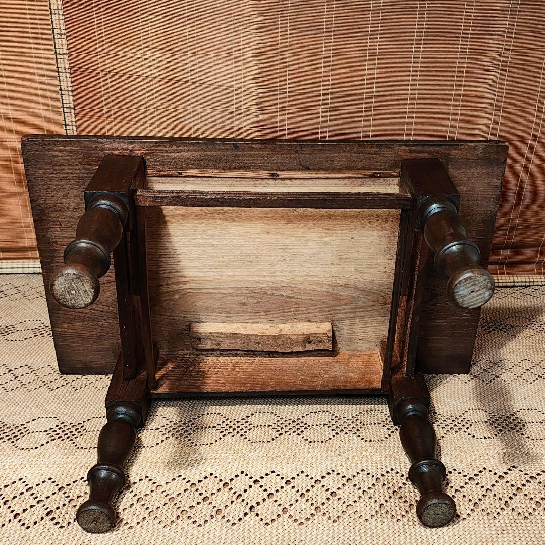 ろくろ脚の文机　小引き出し　座卓　昭和レトロ　古家具