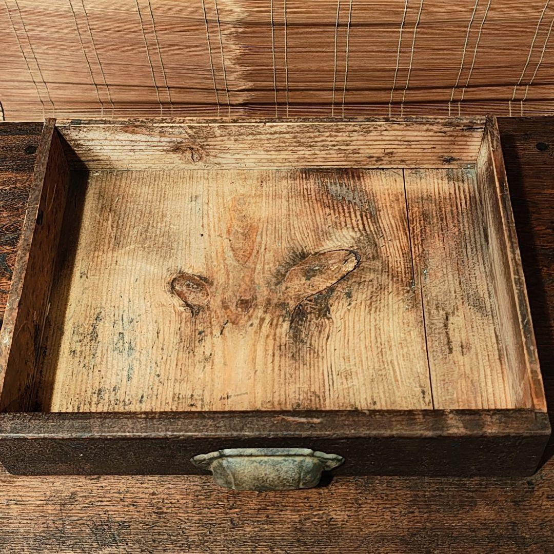 ろくろ脚の文机　小引き出し　座卓　昭和レトロ　古家具