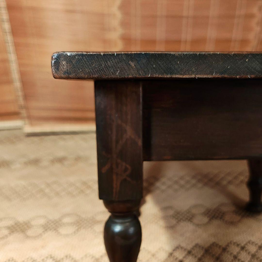 ろくろ脚の文机　小引き出し　座卓　昭和レトロ　古家具