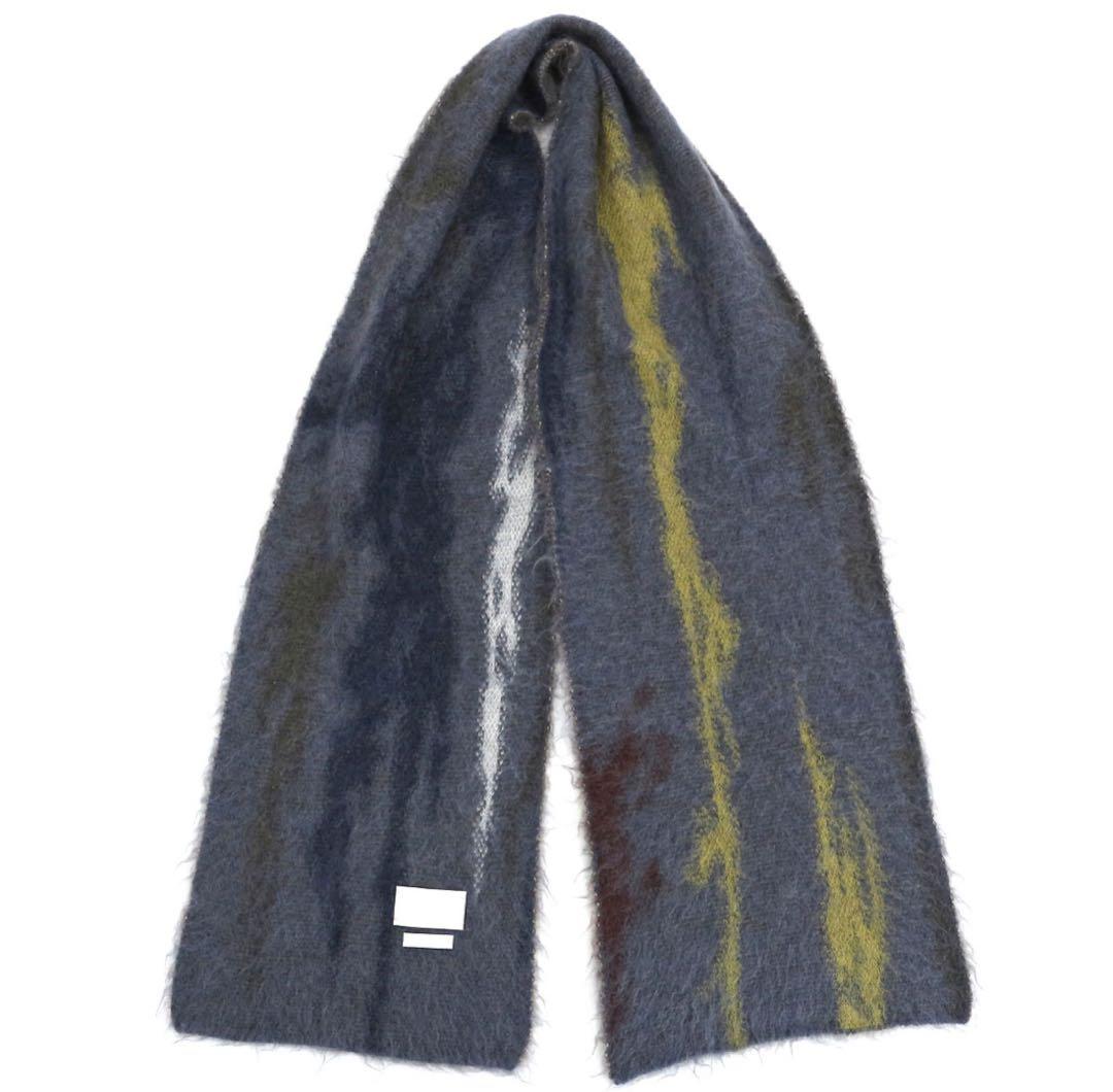 YOKE22AW_STILL JACQUARD STOLE(BLUE)タグ付