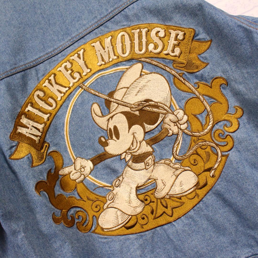 00s ディズニーランド ミッキーマウス 総刺繍 デニムジャケット Disney