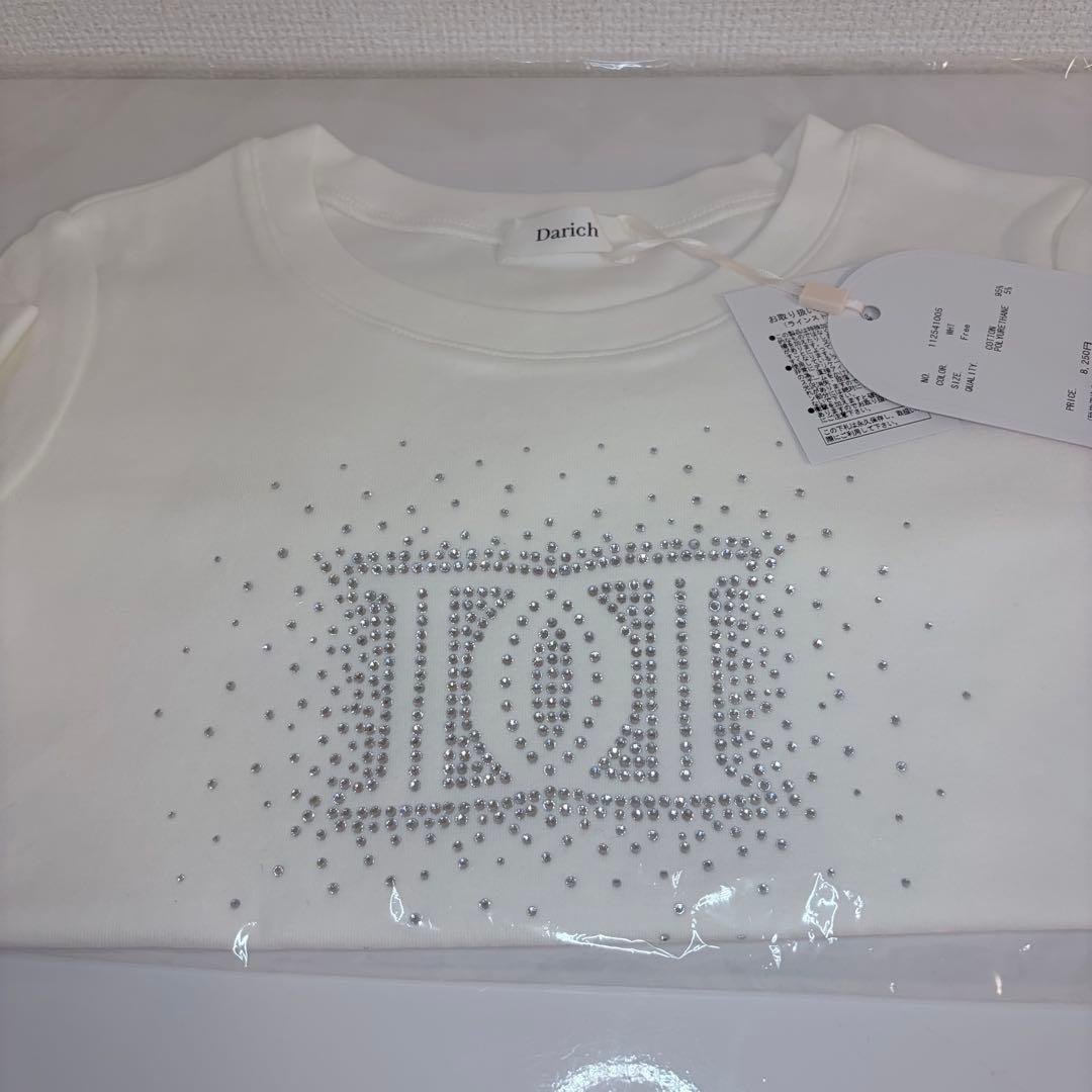 ♡ ダーリッチ Darich ♡ シャイニーDDロゴコンパクトロングTシャツ 白