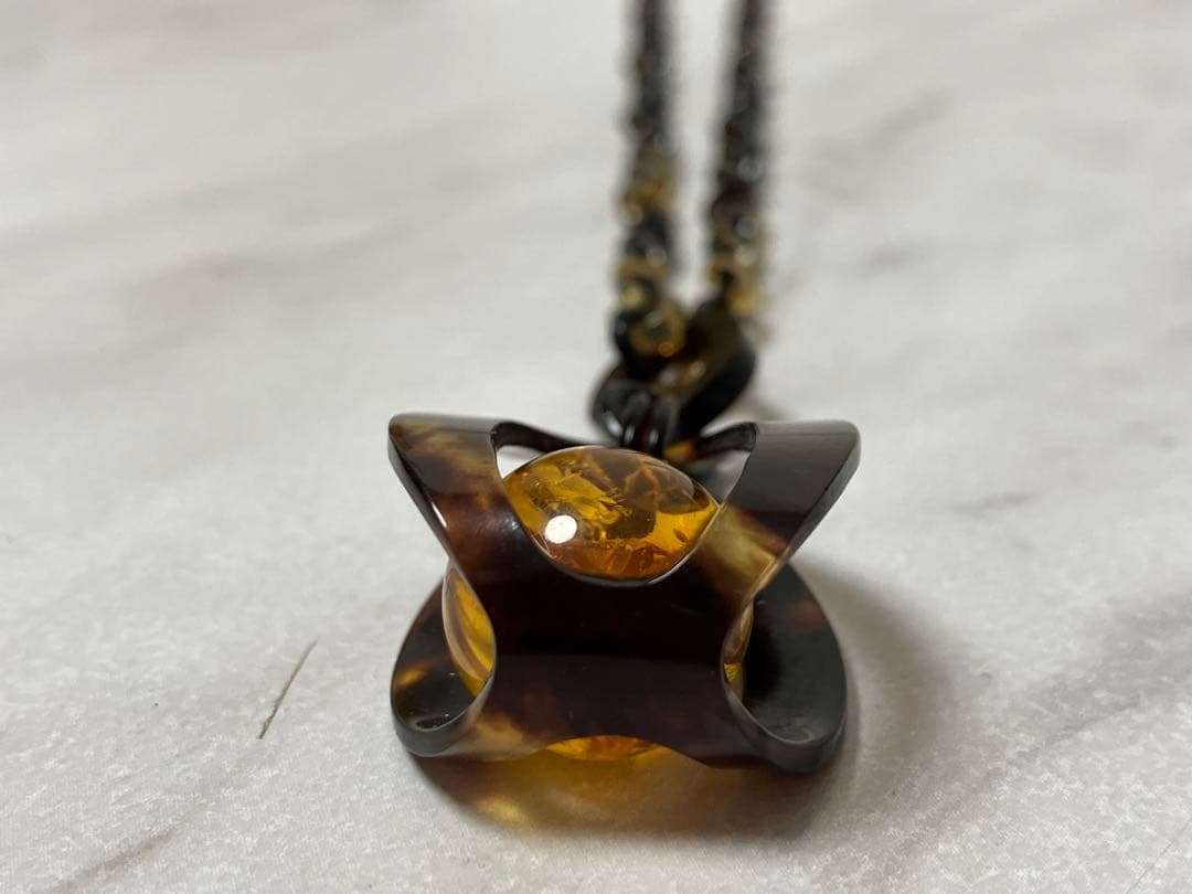 本鼈甲　べっ甲　ペンダントロングネックレス