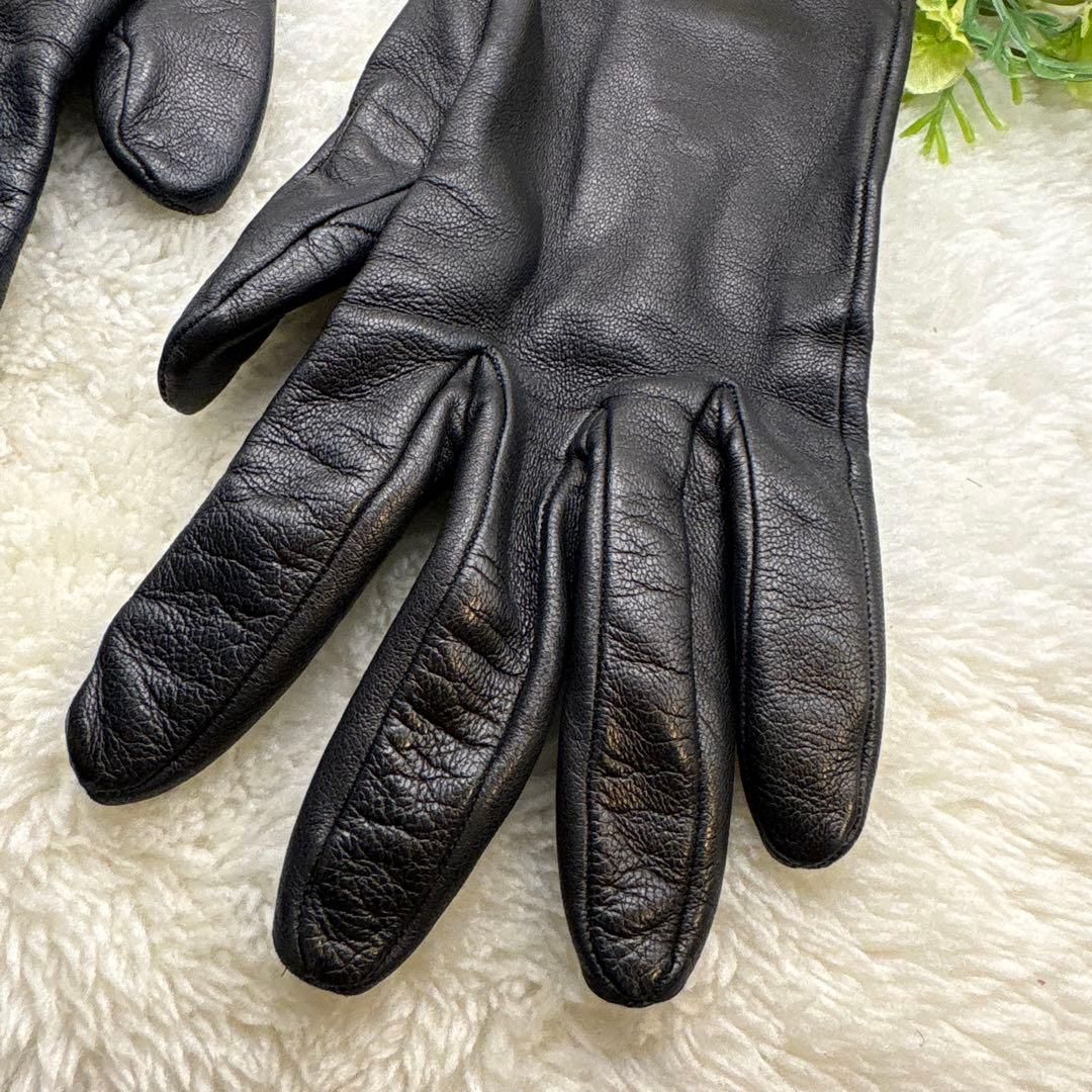 美品❣️HERMESエルメスケリーゴールド金具 手袋 グローブ レディースブラック