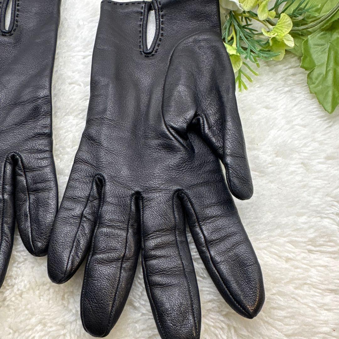 美品❣️HERMESエルメスケリーゴールド金具 手袋 グローブ レディースブラック