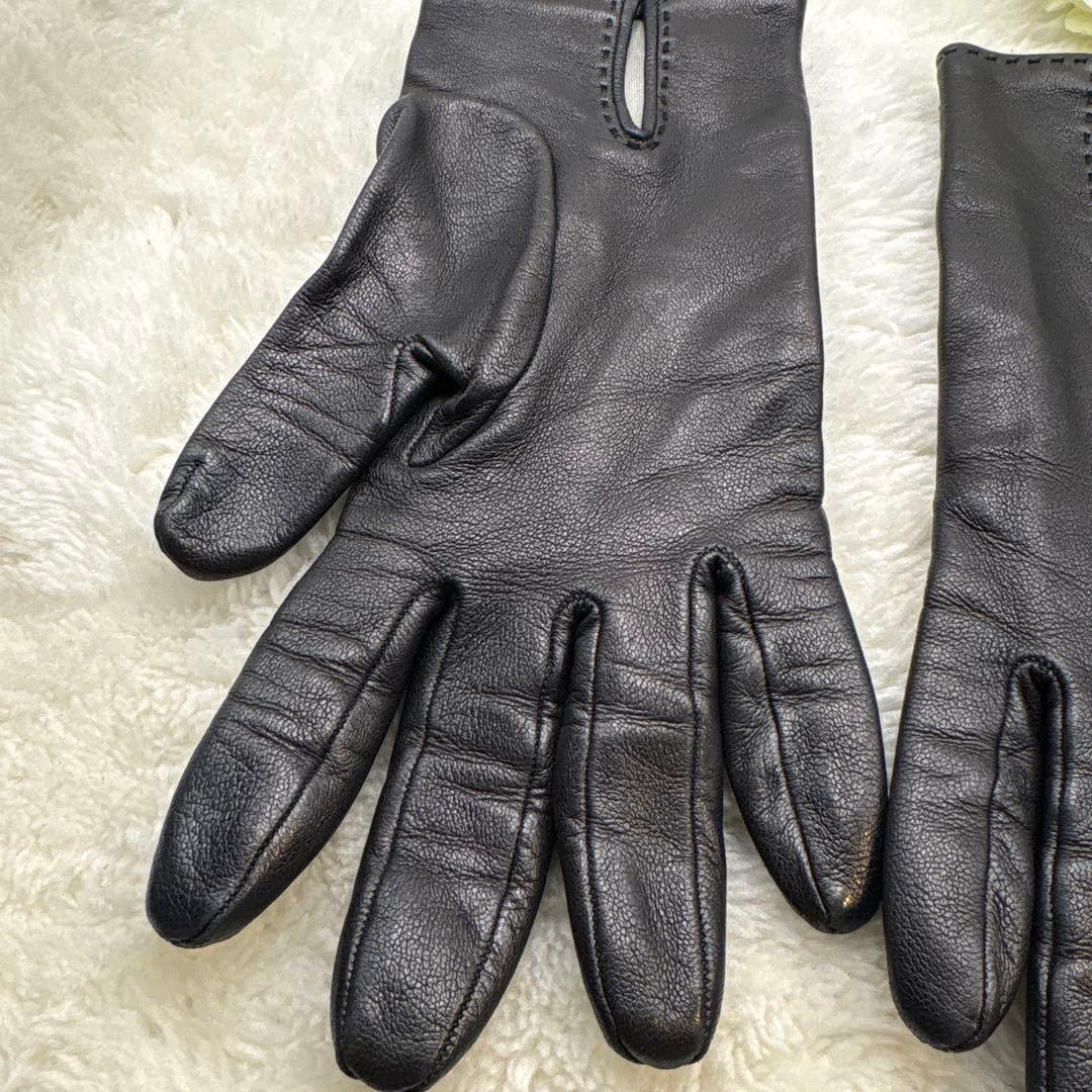 美品❣️HERMESエルメスケリーゴールド金具 手袋 グローブ レディースブラック