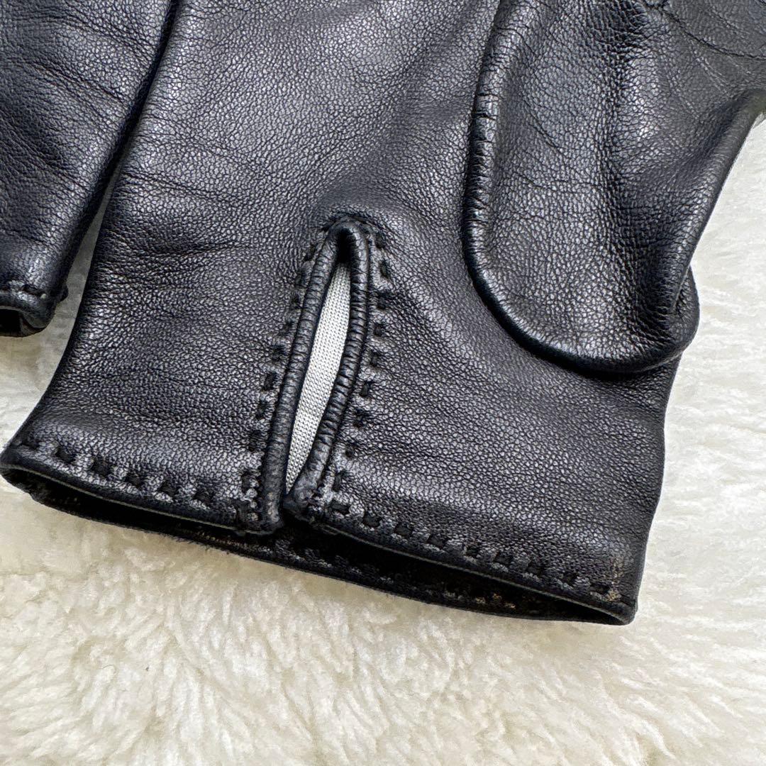 美品❣️HERMESエルメスケリーゴールド金具 手袋 グローブ レディースブラック