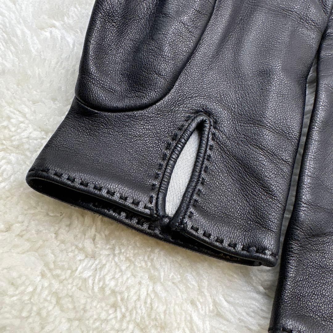 美品❣️HERMESエルメスケリーゴールド金具 手袋 グローブ レディースブラック
