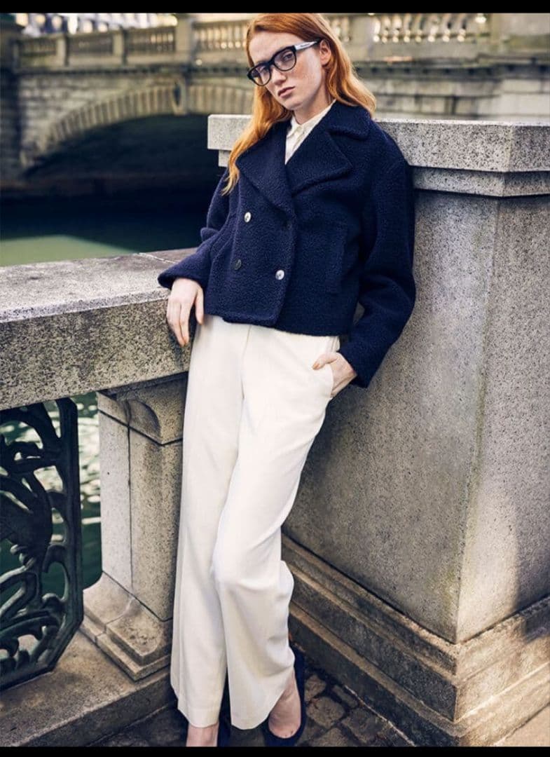 極美品セオリー 定価7万 22AW TEDDY FLEECE ボアPコート