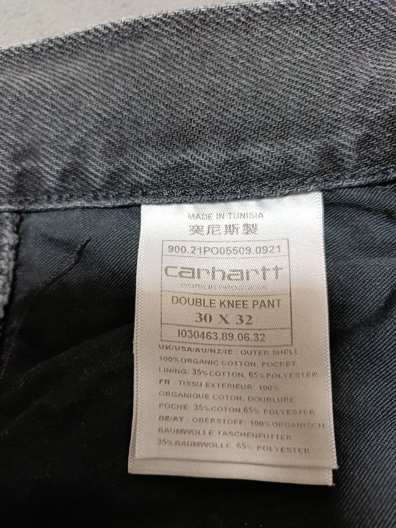 Carhart　wip ブラックデニムダブルニーパンツ　30インチ