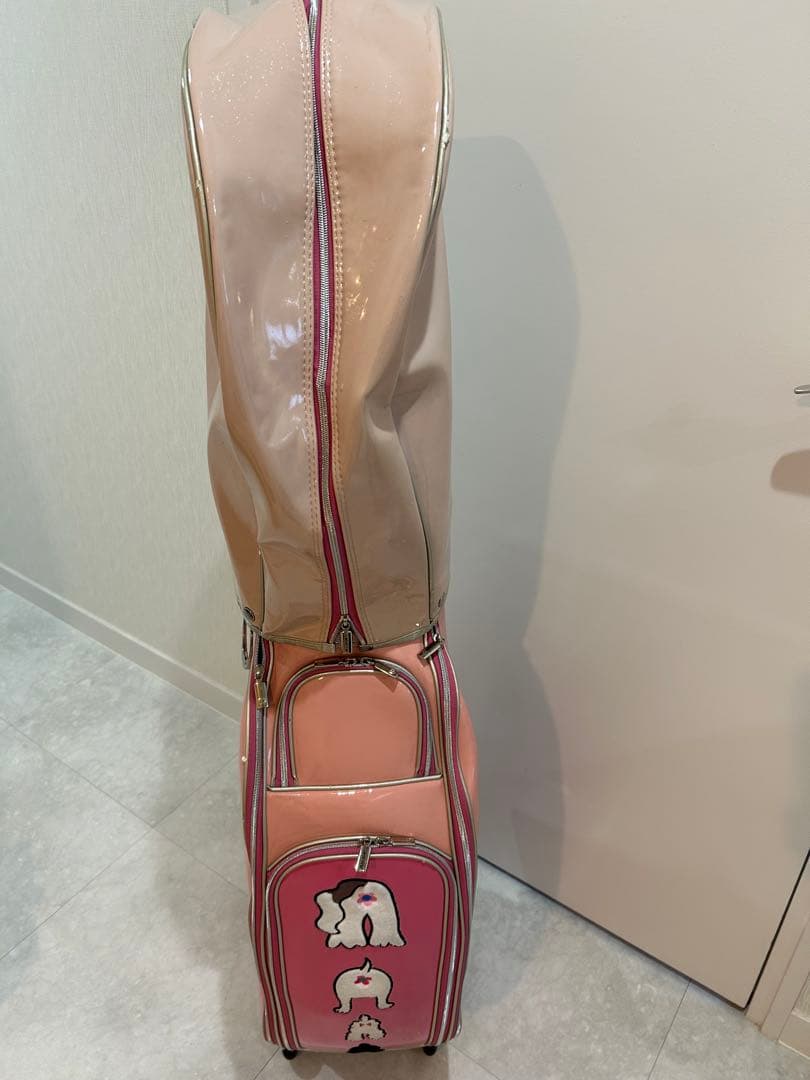 ゴルフバッグ　キャスター付　郵便バッグ付&ヘッドカバー付　pink MU
