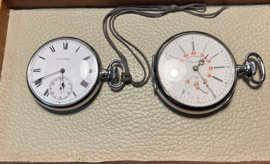 [稼働]商館時計シュオブフレール商会2個セットクロノメーター箱付