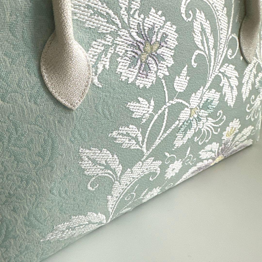 新品未使用品　京都 西陣織　弥栄織物　　　正絹帯地使用　利休バッグ　25128