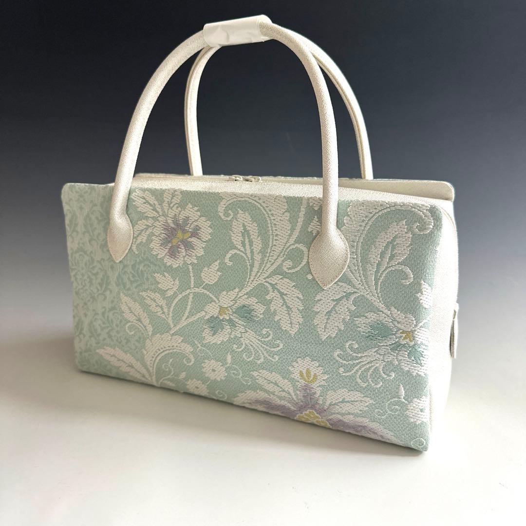 新品未使用品　京都 西陣織　弥栄織物　　　正絹帯地使用　利休バッグ　25128