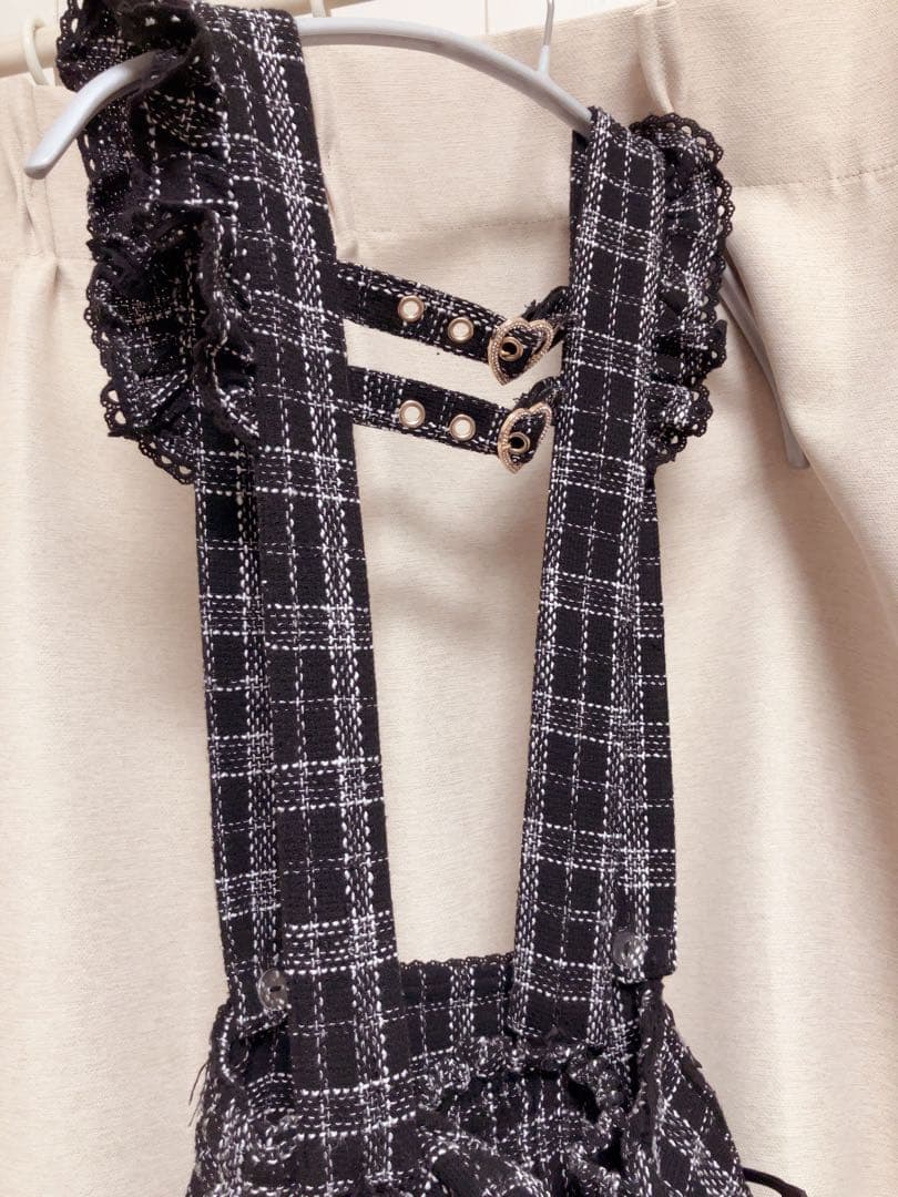 LIZLISA はしごリボンツイードティアードスカパン BLACK