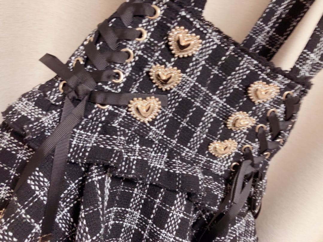 LIZLISA はしごリボンツイードティアードスカパン BLACK