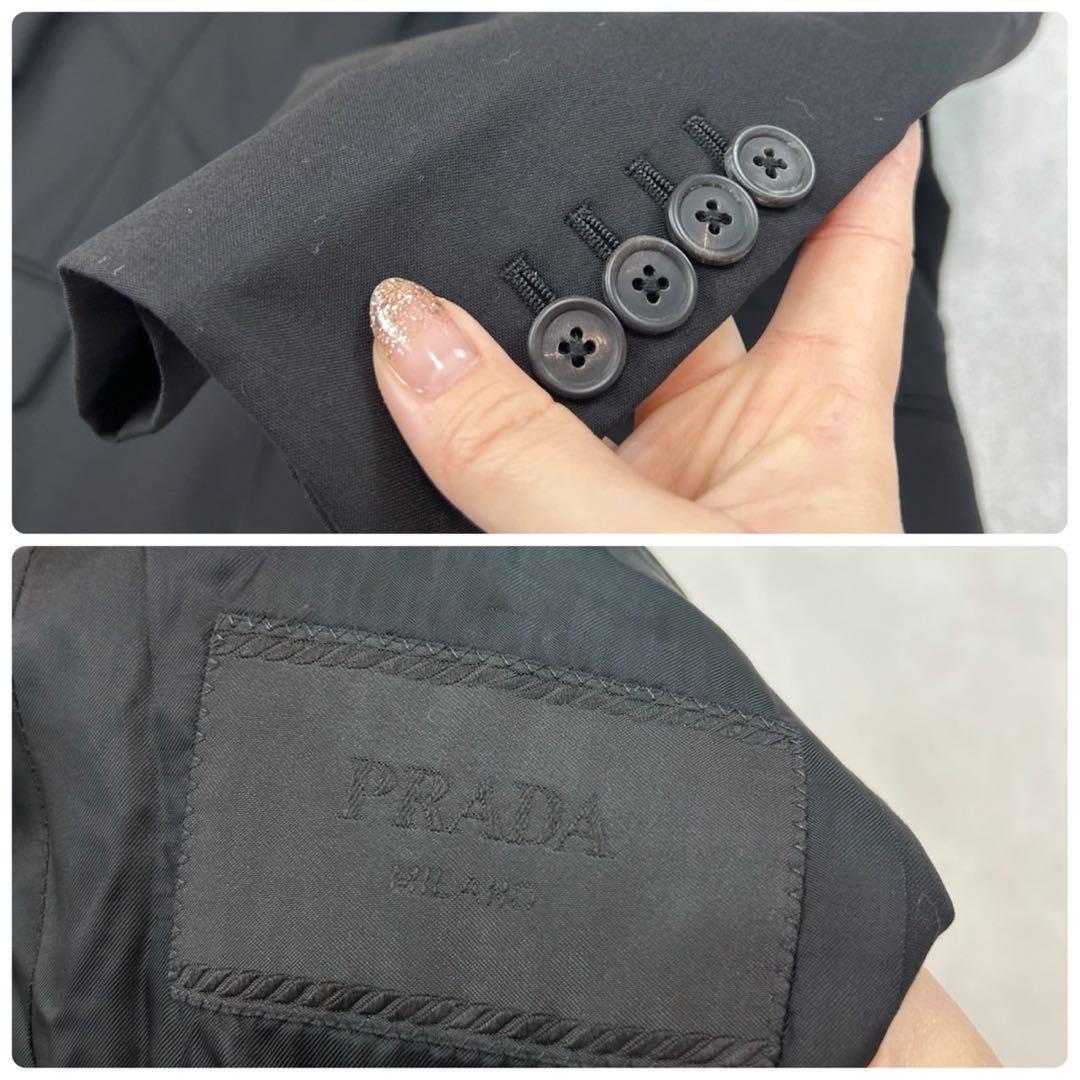 J471 L 48 プラダ シングル イタリア製 ブラック スーツ 上下 メンズ