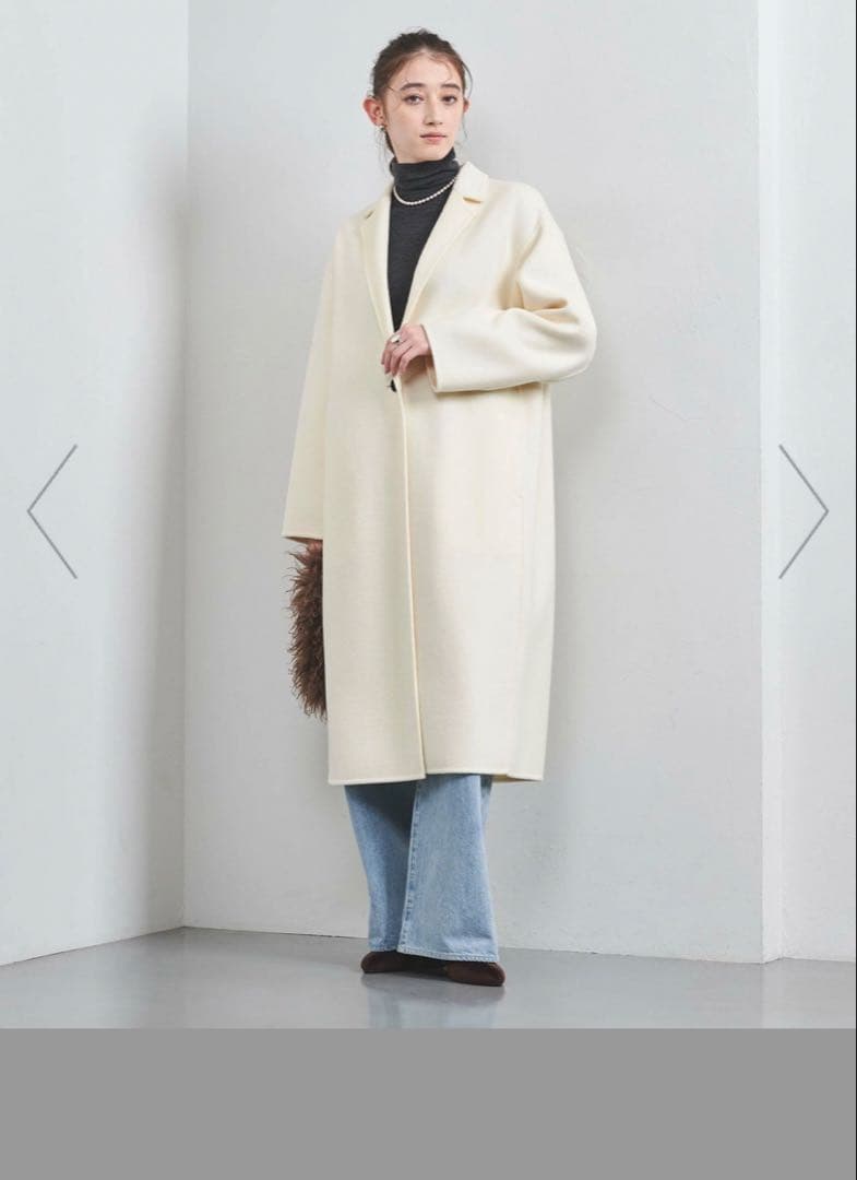 chapn★オフホワイト リバーテーラードロングコート　36